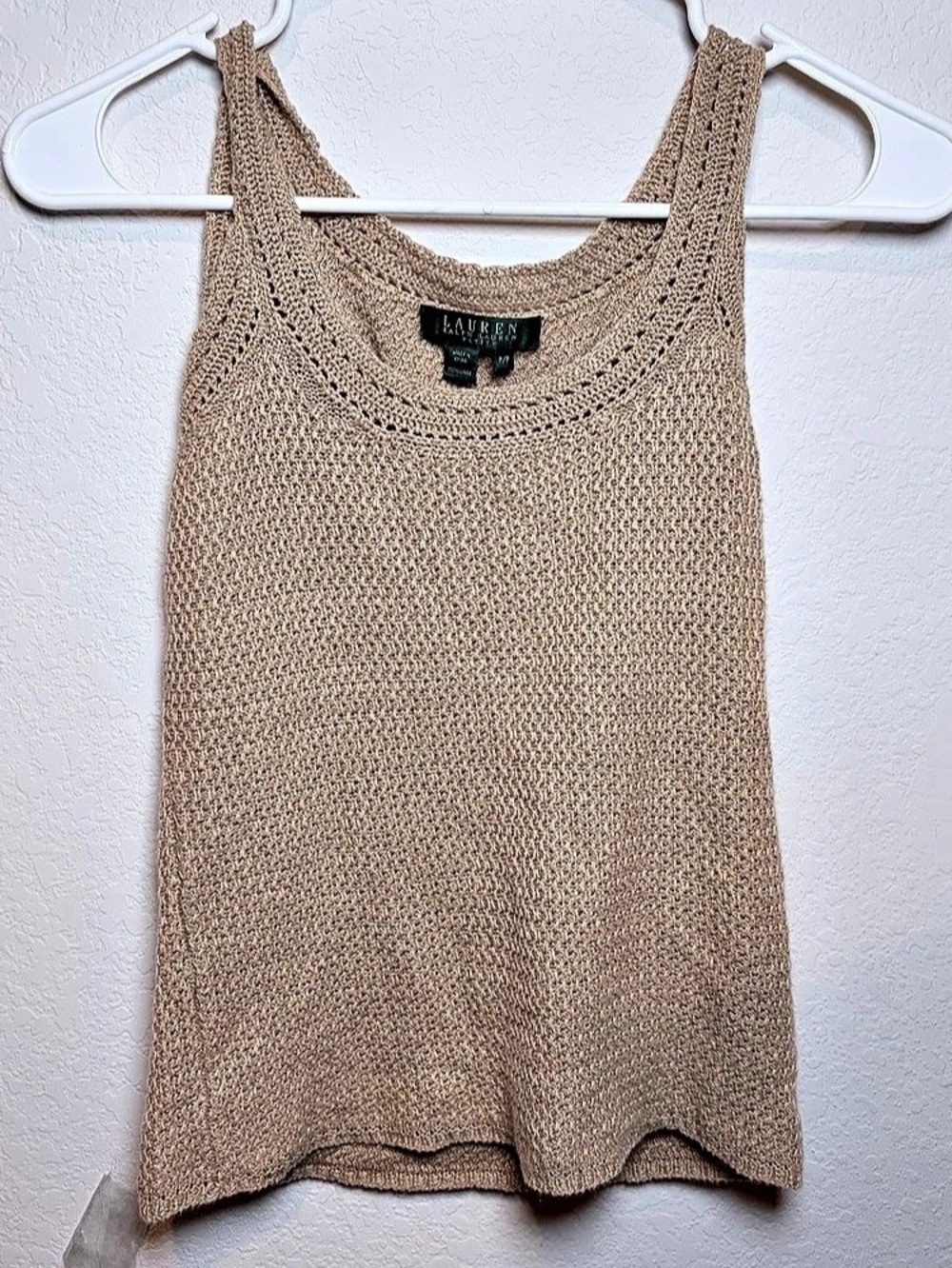 Lauren Ralph Lauren Crochet Tank Top in Brown Size P/P Like New